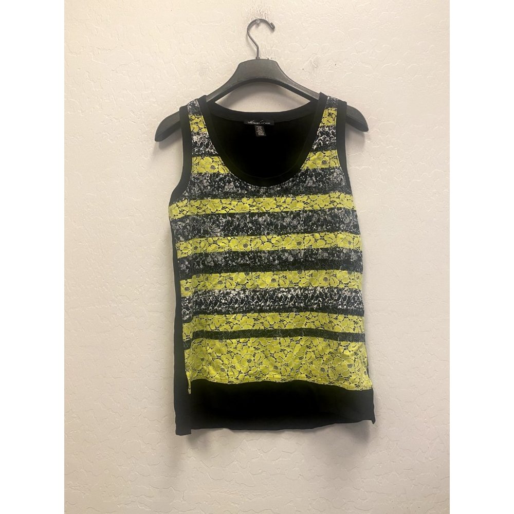 Kenneth Cole Women's Black and Green Striped Tank size XS